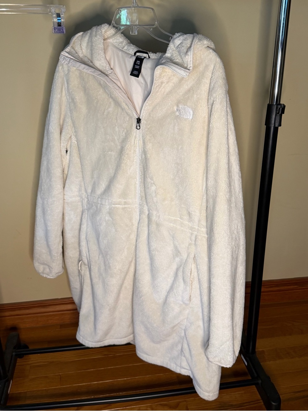 The North Face Cream Plush Hooded Teddy Jacket - Picture 1 of 7